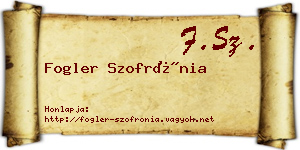 Fogler Szofrónia névjegykártya